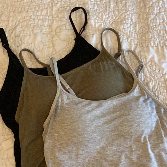 Women's Tank Tops with Built-in Bra (3 pc: blk, gray, olive) Small - Picture 2 of 8